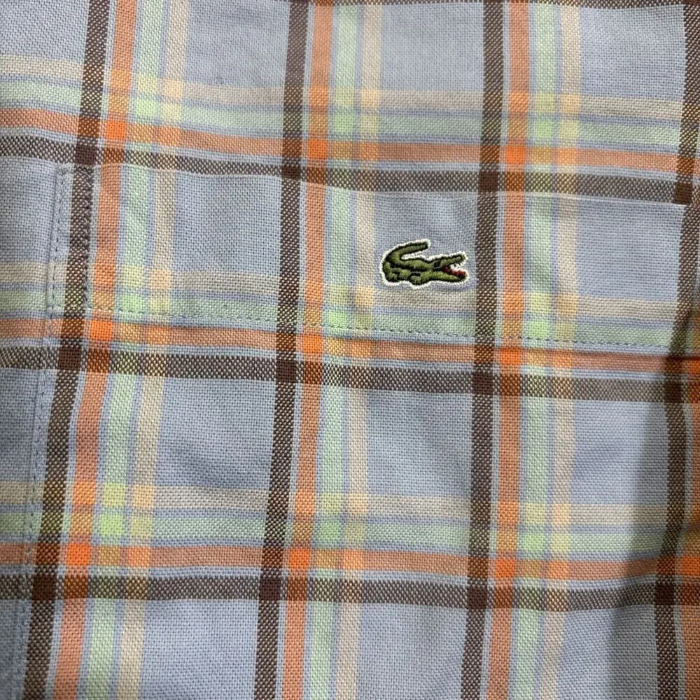 Lacoste Men's Shirt Size 44 XL  Multicolor Plaid Cotton Long Sleeve Button Down